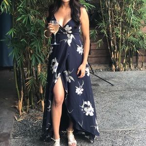 Navy blue floral maxi dress